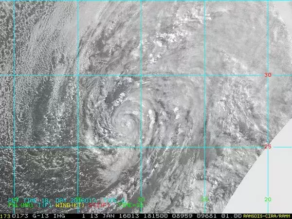 Subtropical Storm Alex in the Atlantic. Image: RAMSDIS-CIRA