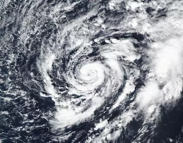 Satellite image of Subtropical Storm Alex on the afternoon of January 13, 2016. Image: NASA Worldview.