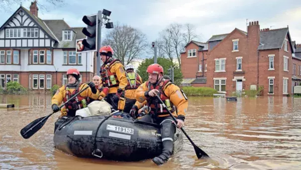 Rescue services in Carlisle during the floods caused by Storm Desmond. Photo: Financial Times