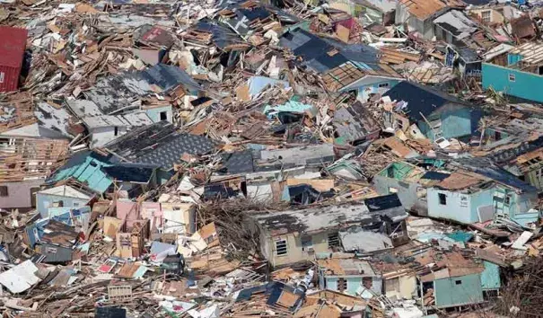 A September 4, 2019 aerial view of damage caused by Category 5 Hurricane Dorian in Marsh Harbour on Great Abaco Island in The Bahamas. Photo: Scott Olson/Getty Images