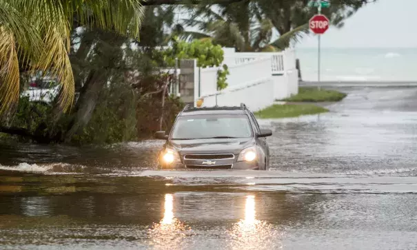 A flooded street in Nassau, the capital of the Bahamas, on Monday. Photo: Reuters