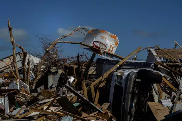 Debris left by Hurricane Dorian in Abaco, Bahamas.
