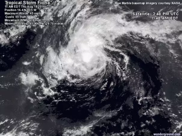 Visible satellite image of Tropical Storm Fiona. Image: NASA
