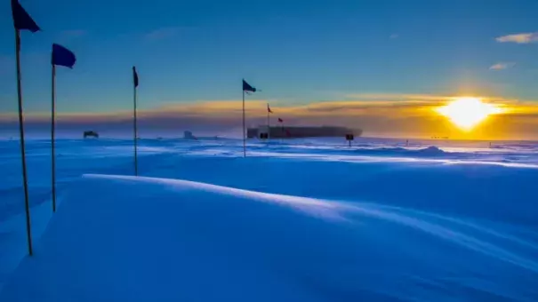 The South Pole Atmospheric Research Observatory in 2014. Photo: NOAA-Lt. Joseph Phillips