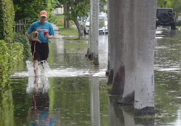 King tides flood area East of Downtown Fort Lauderdale. Photo: Joe Cavaretta