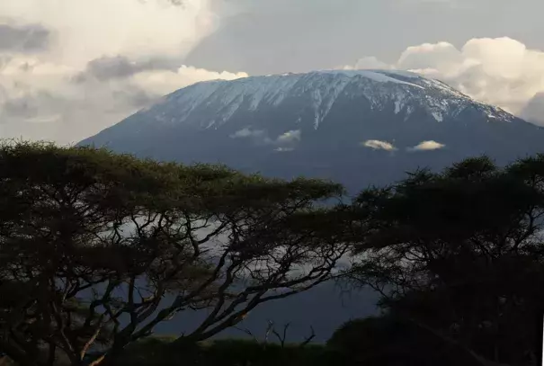 Africa's last remaining glaciers, including on Mount Kilimanjaro, are expected to melt by 2050. The mountain is seen here in 2009. (Credit: Roberto Schmidt/AFP via Getty Images)