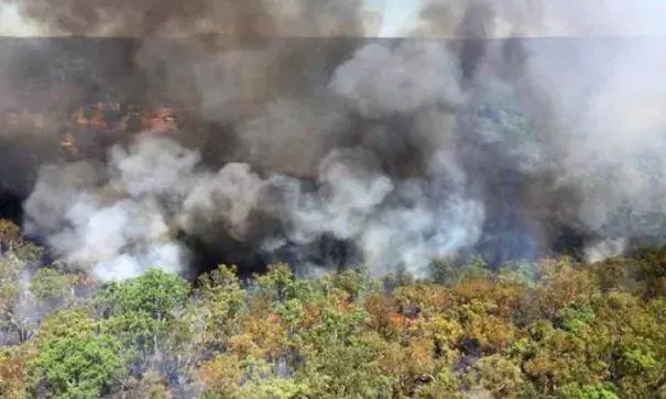 In this photo provided by the New South Wales Rural Fire Service smoke billows from a wildfire burning near Mudgee, Australia, Monday, Feb. 13, 2017. The fire has consumed more than 5000 hectares (12,350 acres) of bush and grasslands north-west of Sydney. Photo: NSW Rural Fire Service via AP