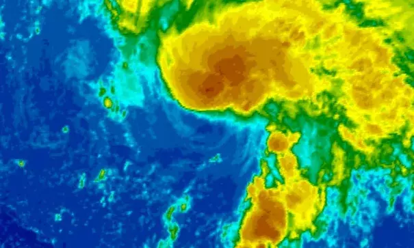 Tropical Storm Rina as seen by NOAA satellite late Tuesday afternoon. Image: NOAA