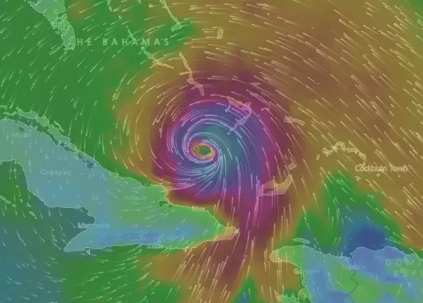 Hurricane Matthew analysis. Image: windyty.com
