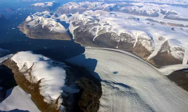 Rink Glacier on Greenland’s west coast. Photo: John Sonntag, NASA