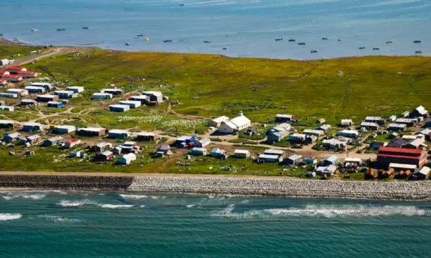 Shismaref, a village in Alaska that voted to relocate to the mainland in the face of sea level rise. Photo: Bering Land Bridge National Park, flickr