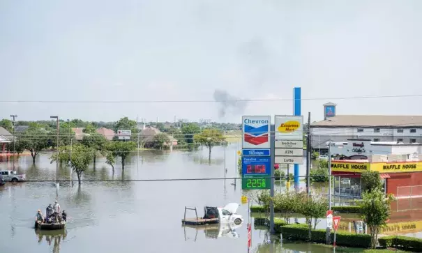 Rescue crews assist residents in Port Arthur, Texas on Thursday, September 1 2017. Photo: Emily Kask, AFP/Getty Images