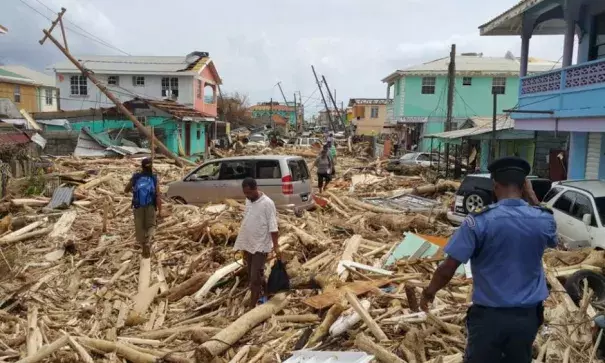 View of damage caused the day before by Hurricane Maria in Roseau, Dominica, on September 20, 2017. Photo: AFP