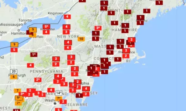 Temperature rankings in the Northeast during October. Image: Southeast Regional Climate Center