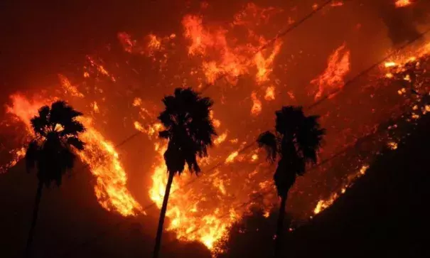 An early-morning view of the Thomas Fire in Ventura County, California, on Dec. 5, 2017. Photo: Ventura County Fire Department