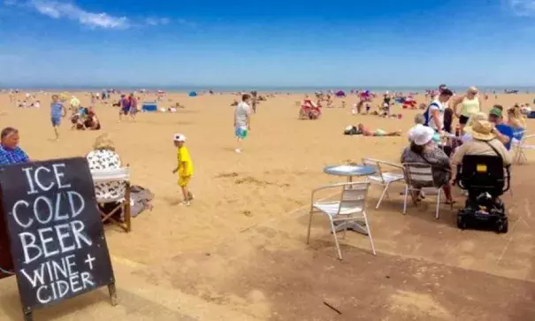 Skegness beach on the Lincolnshire coast has been packed with families enjoying the sun. Photo: BBC