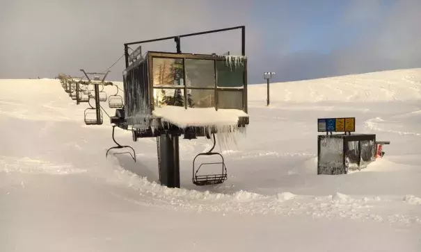 The snow is so high that it buried chairlifts and ski patrol shacks at Squaw Valley Alpine Meadows resort in California. Photo: Squaw Valley Alpine Meadows resort