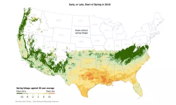 Image: The New York Times, USA National Phenology Network