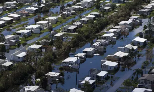 Flooded homes at Citrus Park in Bonita Springs, Florida on 16 September 2017, six days after Hurricane Irma. Photo: Nicole Raucheisen, AP