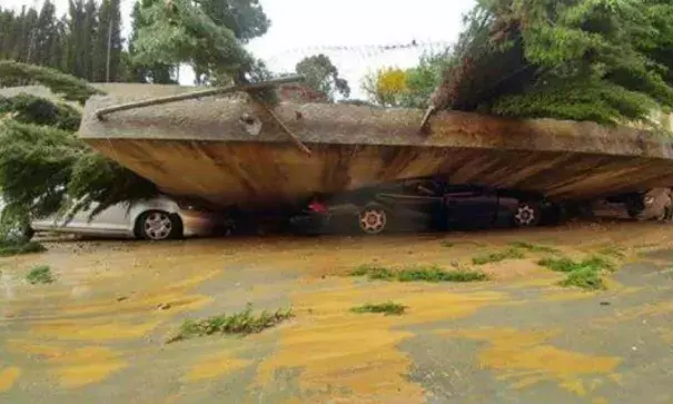 Views of the extreme flash flooding and wall collapses after heavy rainfall in Malaga, Spain. Photo: @Tornados