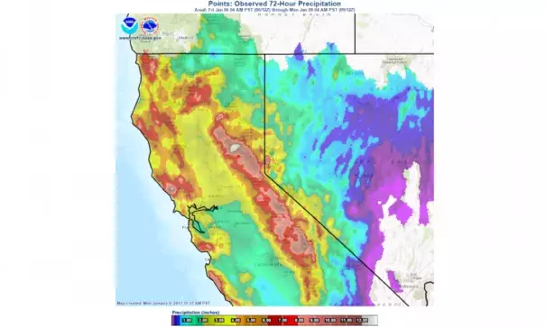 Rainfall totals since Friday. Photo: National Weather Service