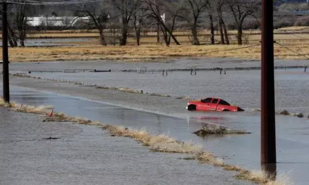 Standing water is seen on the flood plain surrounding the Reno/Sparks Southeast Connector just south of the Sparks Industrial Complex and the Truckee River on Monday, Jan. 9, 2017. Photo: Jason Bean, Reno Gazette-Journal