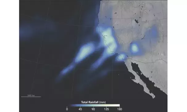 The Pineapple Express brought rain to California this month. Image: NASA