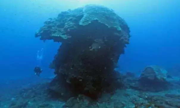 The "Big Mushroom" is located in the waters near Green Island off Taiwan's east coast, attracting divers from around the world. Photo: Phys.org
