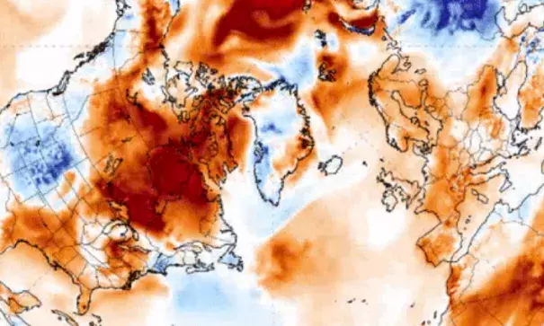 Arctic heat. Cerdit: ClimateReanalyzer.org