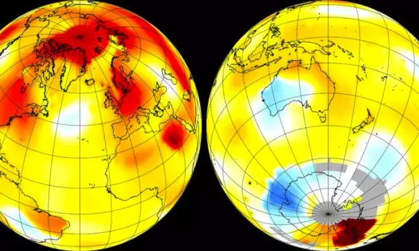 Global average surface temperature anomalies for Sept. 2016. Image: NASA GISS