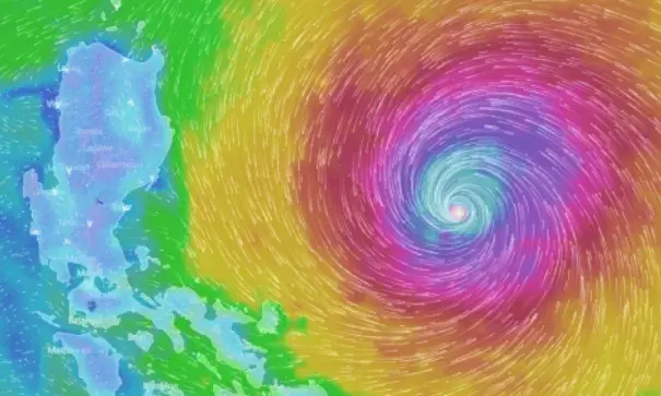 Super Typhoon Haima is expected to make landfall in the Philippines on Wednesday. Image: windytv