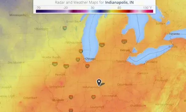 Indianapolis set a new record high minimum temperature on Monday, October 17. Photo: Weather.com
