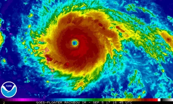 Infrared satellite image of Hurricane Irma as of 12:45 p.m. Eastern. Photo: NOAA