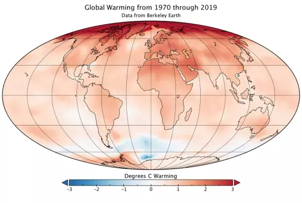 Global Warming from 1970 - 2019. Credit: Berkley Earth