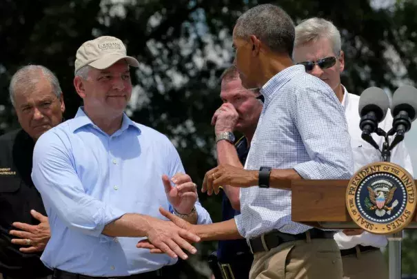 Governor John Bel Edwards of Louisiana meets with President Obama. Photo: TIME