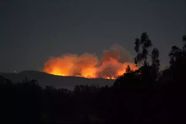 A wildfire broke out Saturday in a remote canyon at the southern end of Vandenberg Air Force Base in Santa Barbara County, officials said. Photo: U.S. Air Force
