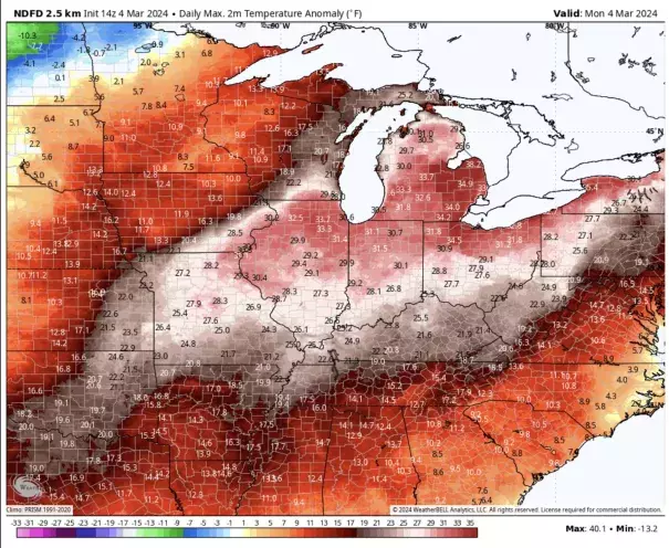 Temperature anomoly map.