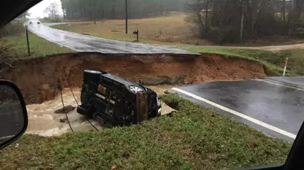 Flood damage in Haughton, Louisiana, on March 9, 2016. Thirty homes near Haughton were inundated by flood waters on Tuesday night, forcing evacuations. Photo: Michael Dean Newman