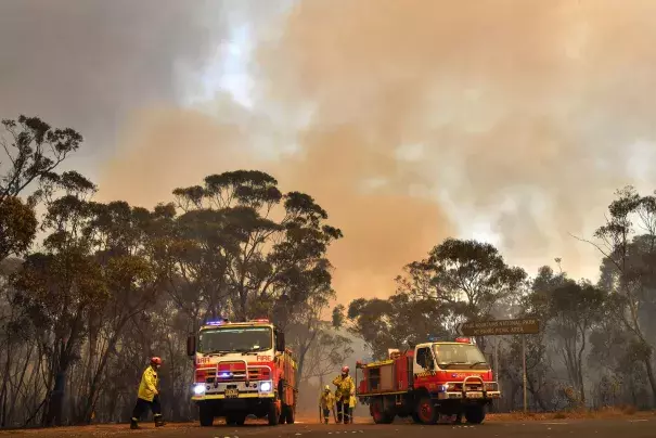 Fighting fires northwest of Sydney. Credit: Dean Lewins/EPA