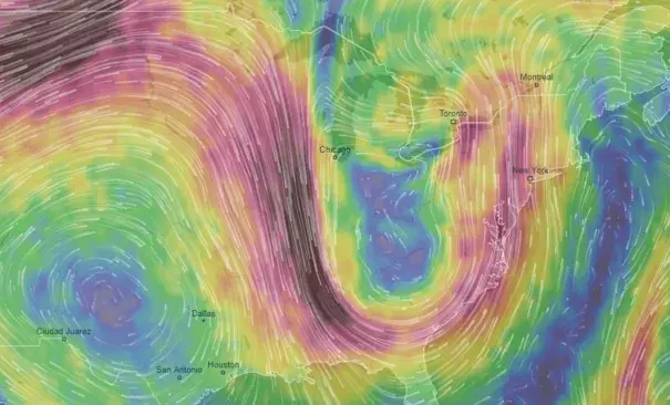 Simulation of jet stream pattern July 22. Credit: VentuSky.com