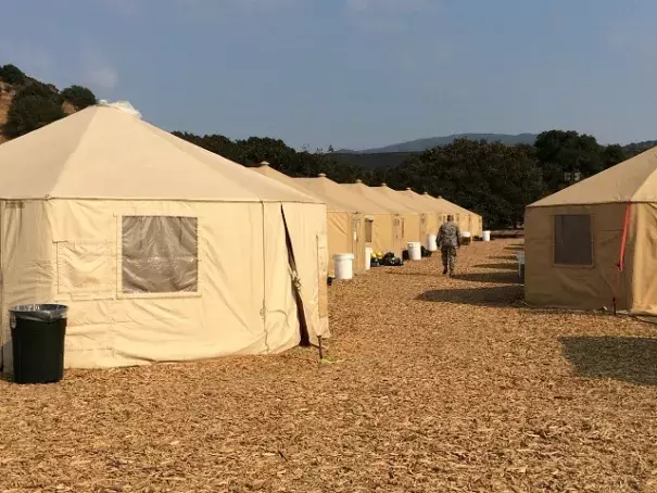 About 150 National Guard members have arrived at Soberanes Fire headquarters in Toro Park. Photo: KSBW