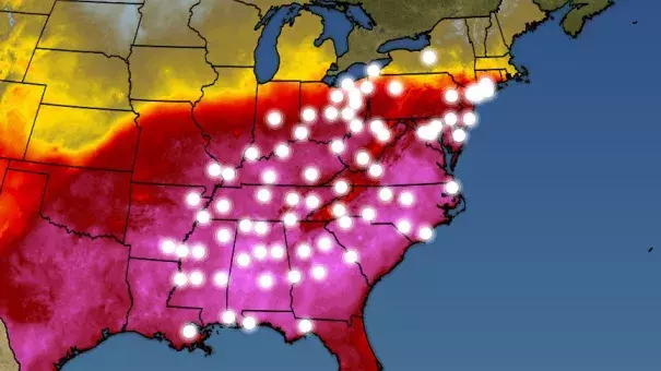 Locations that have tied or set new all-time October record highs on Oct. 1 and/or Oct. 2, 2019. (Note: Birmingham, Alabama, was left off the list due to questions regarding their temperature sensor by the National Weather Service. Credit: National Weather Service