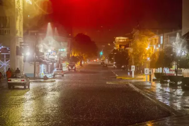 View of the streets during the arrival of hurricane Patricia in Puerto Vallarta, Mexico. (Hector Guerrero/AFP/Getty Images)