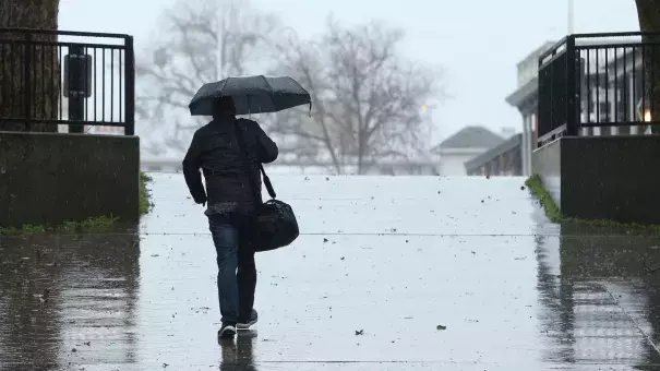 Rain fell in Sacramento on Wednesday, as an atmospheric river delivers moisture up and down the state. Photo: AP