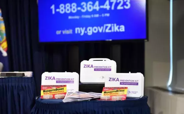 The New York State Department of Health unveiled a Zika Prevention Kit for pregnant women during the rollout of a Zika Information hotline and website, in New York, NY, U.S., in this file photo dated August 2, 2016. Photo: Kevin P. Coughlin / Office of the Governor/Handout via Reuters