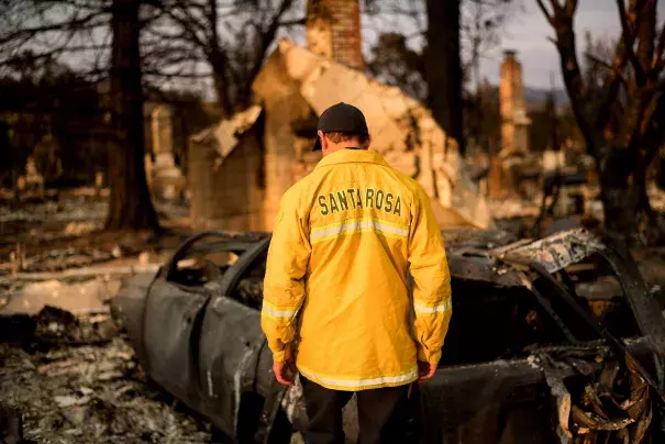 Santa Rosa Assistant Fire Marshal Paul Lowenthal walks through his Oxford Court residence, one of thousands of structures that were destroyed in the Wine Country fires last month. Photo: Noah Berger, Special to the Chronicle