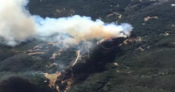 This photo shows a wildfire burning in Los Padres National Forest, north of Santa Barbara, on Wednesday, June 15, 2016, in Goleta, Calif. Photo: Mark Nunez / Los Padres Forest Aviation via AP