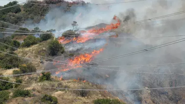 The ranch in Santa Clarita, Calif., was destroyed by the fire on Saturday despite the efforts of dozens of firefighters. Photo: Broad Image/Rex/Shuttershock