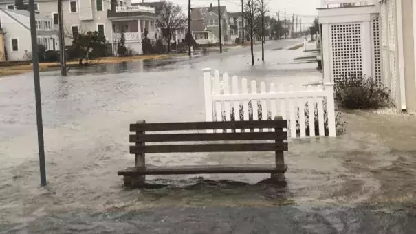 A photo shot after peak tide at Stone Harbor, NJ during Winter Storm Stella. Photo: Zeke Orzech, Twitter