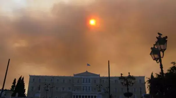 Fires burning across Greece (pictured), Portugal, Italy and Croatia have been exacerbated by extraordinary heat. Photo: Юкатан, Commons